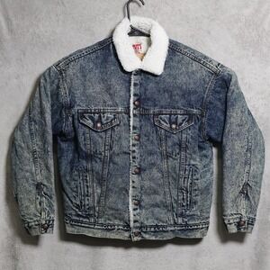 Vintage Levis Jacket Mens Medium Blue Sherpa Lined Denim Trucker Made USA 90s